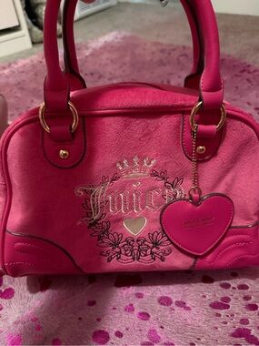 Juicy Couture Bright Pink Satchel with Heart Charm